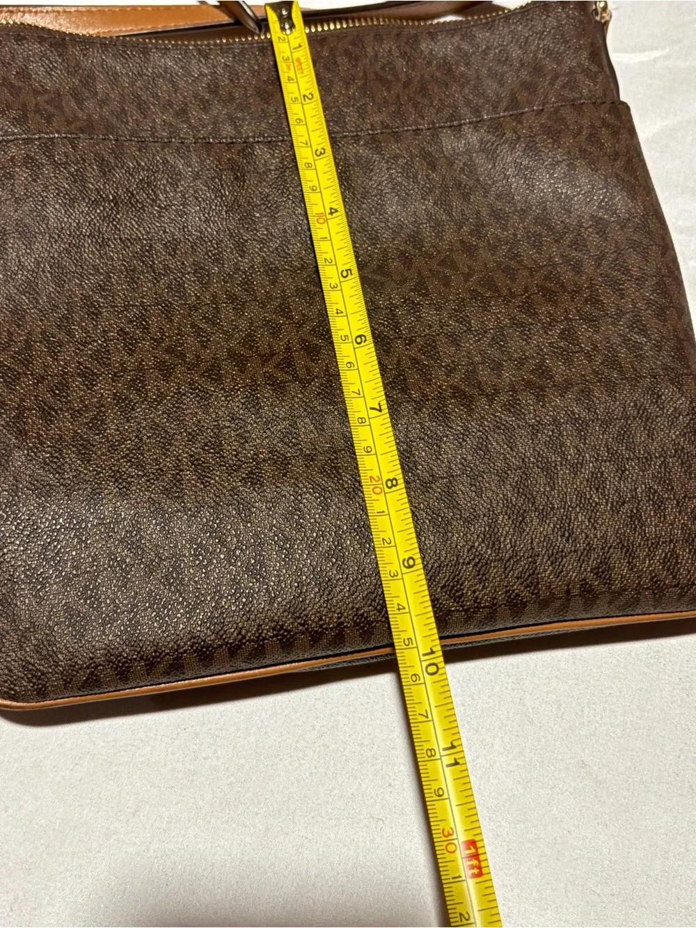 Michael Kors Jet Set Brown Signature Logo Crossbody Bag Double Zip Shoulder Bag